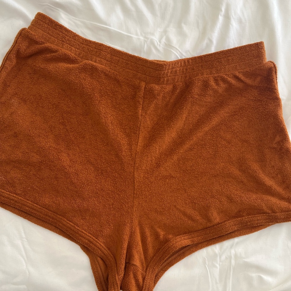Rust Orange Terry Cloth Shorts